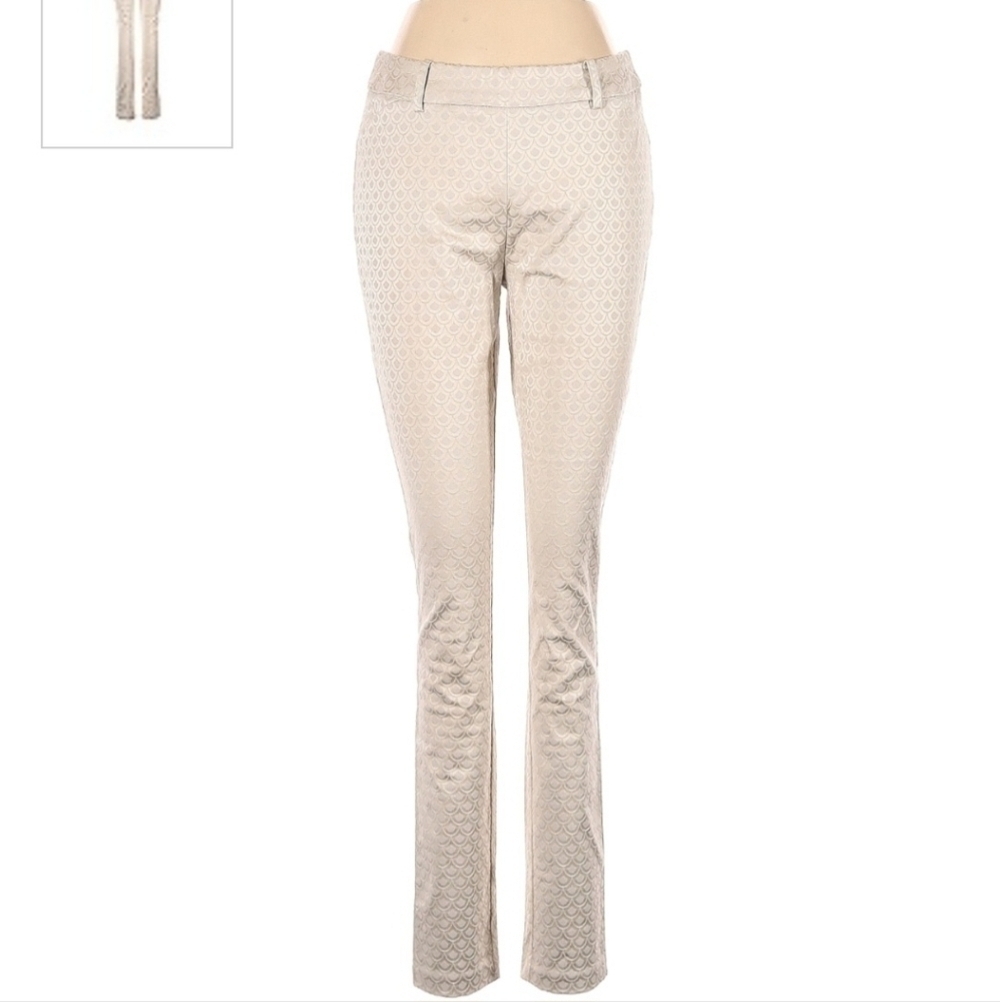 Cato Contemporary Cream Fish Scale Pattern Textured Pants Women's Size 4 EUC